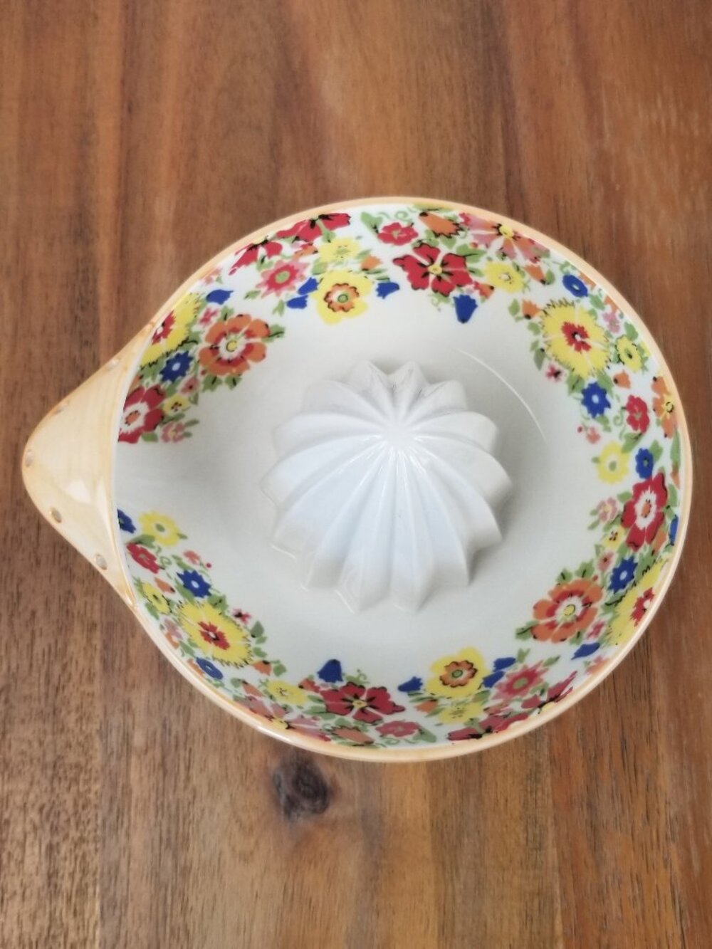 Anthropologie Sarah Campbell Ceramic Citrus Juicer Orange Floral